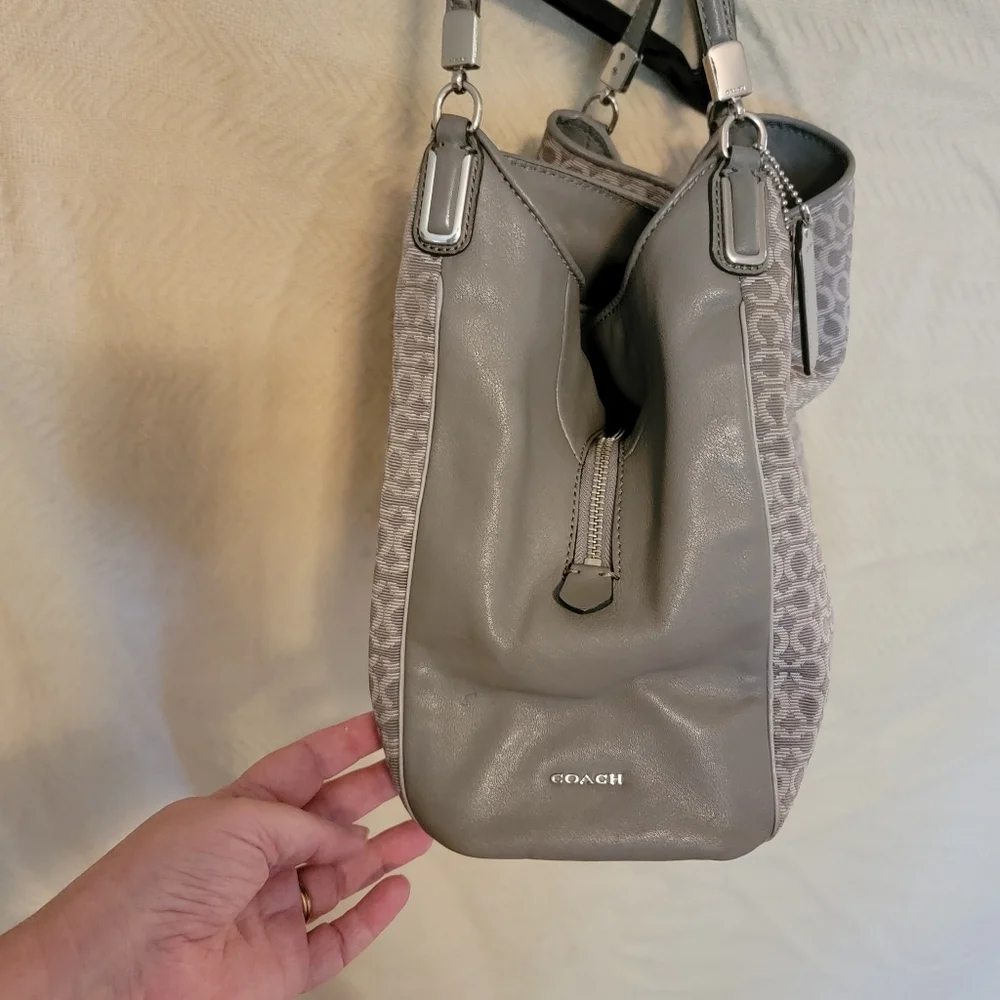 Coach Gray Signature Canvas Shoulder Bag